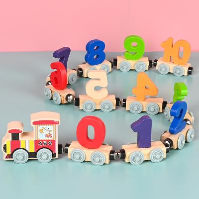 China Children's Educational Toy New Children Educational Toys Digital Wooden Magnetic Train Set Alphabet Wooden Train Toy Combination Set for sale