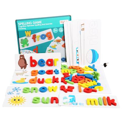 China Toy Word Spelling Practice Matching Letter Game Numbers and Alphabets Educational Flash Cards Set Wooden Letters Alphabet for sale