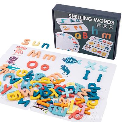 China Wooden 26 Letter Word Knowledge Early Educational Toys Kids Educational Toys Early Learning Toddler English Alphabet Recognition Game Wooden Spelling Prop for sale