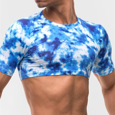 China Color Viable Luxury Crop Dye Tie Dye Top Cotton-Spandex Blend T-Shirt for sale