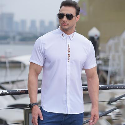 China QUICK DRY Custom Logo Collar Buttoned Oxford Cotton Embroidered Slim Loose Casual Shirt For Men for sale