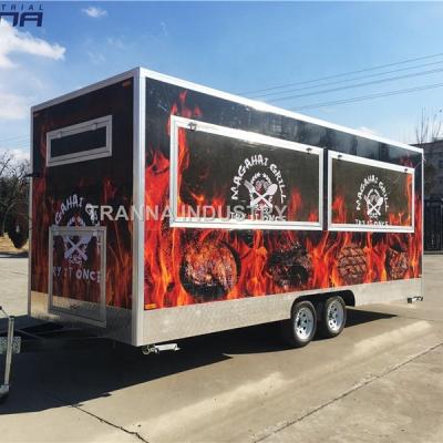 China 2022 Vegetable Processing Factory Custom Size Grill Equipment Mobile Kitchen Trailer Fast Food Van Tacos Coffee Cart BBQ Food Truck for sale