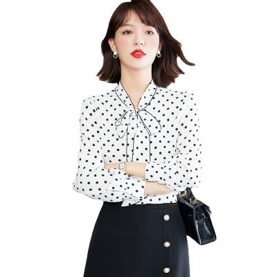 China 2023 spring ladies summer new high fashion elegant chiffon blouse anti-pilling French shirt for sale