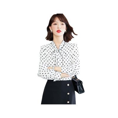 China Anti-pilling flare sleeve chiffon fabric women's blouses and shirts from factory wholesale price for sale