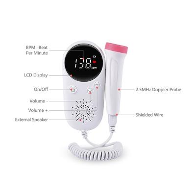 China Home Wholesale Digital Handheld Portable Pocket Doppler Fetal Heart Baby Heart Rate Monitor Baby Heart Rate Monitor for sale