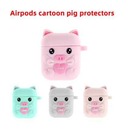 China For Airpods 1 2 Cartoon Silicone Earphone Case For Airpods 12 Earphone Case Cartoon Shockproof Pig for sale