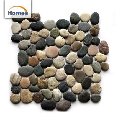 China Cheap Swimming Pool River Pebble Stone Tiles Chips Wash Price Brown Unpolished Pebble Stones Wall Finishes Guangzhou Kitchen Tile for sale