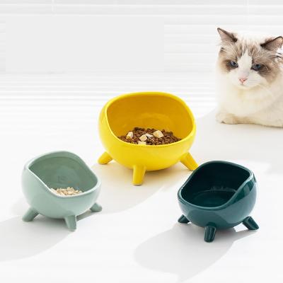 China Four-foot non-automatic overturning raised bowl diameter bottom ceramic pet feeding bowl large bowl for sale