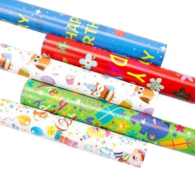 China Anti-Curl Mini Roll, 20 Inch X 28 Inch Per Roll, Wrapping Paper For Kids Baby Birthday Text Template for sale