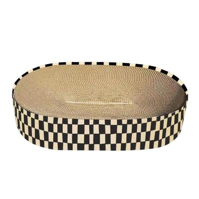 China Hotsale Factory Product Stocked Oval Wrinkled Cat Scratch Pad Lounge Bed For Home Furniture Protection for sale