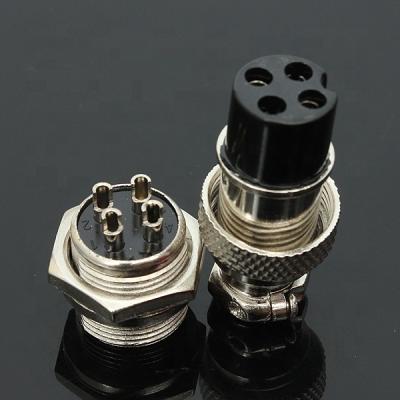 China Power GX16 4-Pin 16mm Aviation Pug Male & Female Panel Metal Circular Connector For Electronic Equipment for sale