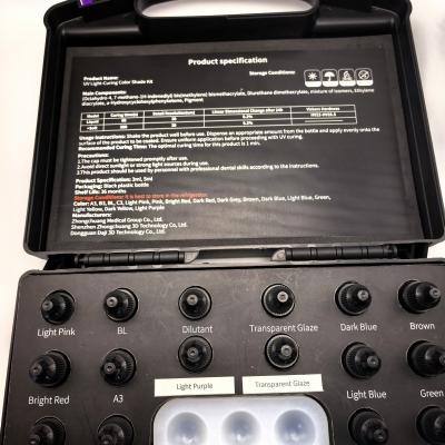 Китай Зубная реставрация Цвет зуба Композитный цветовой комплект Высокая прочность Легко отверждающая композитная плавная смола продается