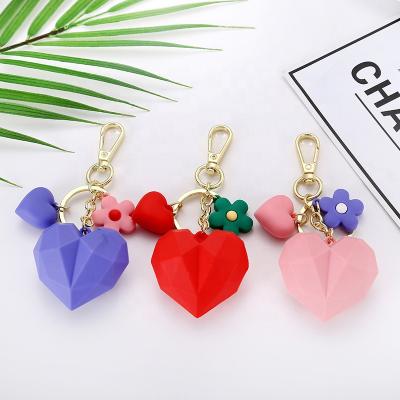 China Hot Sale Fasion Key Chain Heart Shaped Geometric Appearance PVC Key Chain Gifts for sale