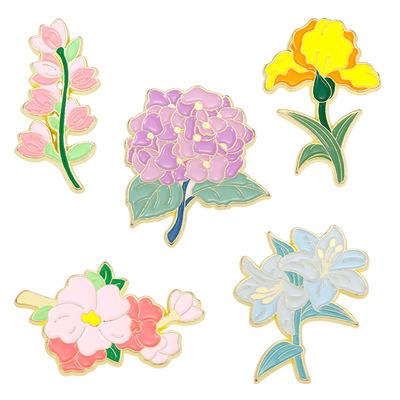 China Europe Metal Pins Wholesale Hat Pins , Gold Plated Soft Hard Enamel Custom Flower Pin for sale