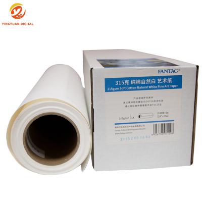 China Medium 315g Museum Grade Cotton Photographic Decorative Acid Free Matte Inkjet Painting Fine Art Paper Roll 100% Natural White Printing Media for sale