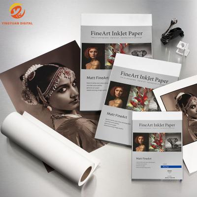 China High quality white matte soft 100% black and white as well as color art photography 308gsm cotton reproductions print photo rag fine art inkjet paper for sale