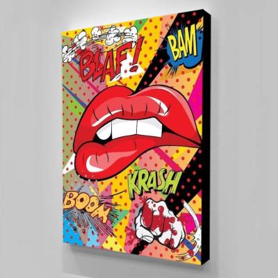 China Wall Waterproof Poster Canvas Graffiti Noise Fashion Sharp Lips Pop Art Pictures Room Decor for sale