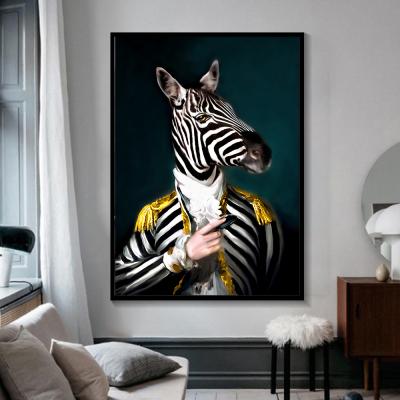 China Lion Tiger Elephant Giraffe Wolf Horse chic black and white waterproof prints canvas painting wall art animal painting for sale