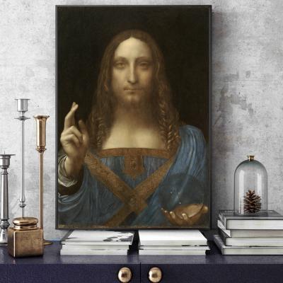 China Waterproof Home Decorative Canvas Print Living Room Salvator Mundi Famous Vintage Wall Art Print for sale