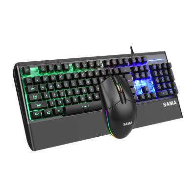 China Mechanical Keyboard and Mouse Gaming Set SAMA Colorful Keyboard Mouse Mechanical Gaming Keyboard and Mouse Combo USB Cable Set for sale