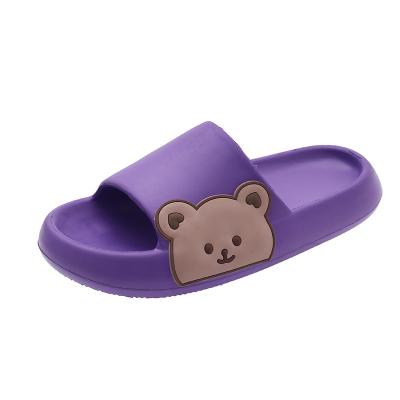 China Fashion Trend 2022 Summer Slides Slipper Cartoon Bear Printed Non-slip Thick-soled Home Shower Room Beach Slippers Unisex for sale