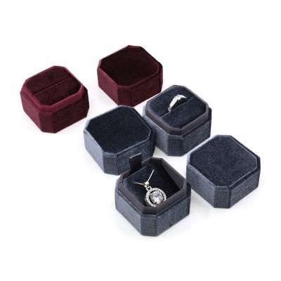 China Fashion Jewelry Color Box Handmade Luxury Logo Printed Velvet Red Jewelry Custom Box for sale