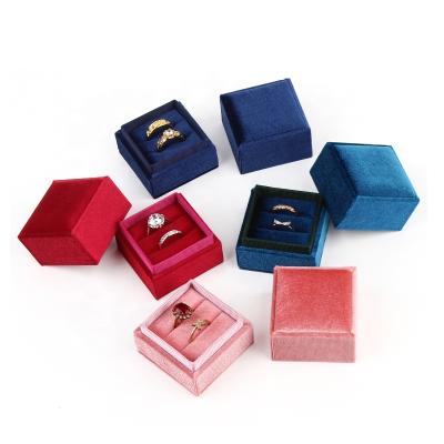 China Wholesale Jewelry Packaging Ring Earring Bracelet Necklace Box Custom Made Velvet Blue Red Pink Jewelry Box for sale