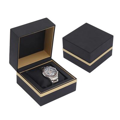 China Best Selling Luxury Black Leather Custom Logo Handmade Watch Box Organizer Watch Display Strap Storage Gift Box for sale