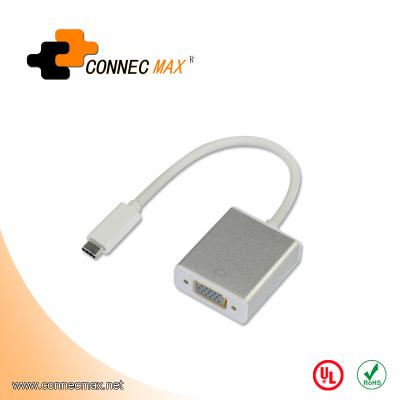 China Aluminum Monitor USB 3.1 Type C To VGA Adapter Converter Cable for sale