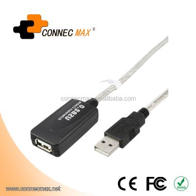 China Connect Remote USB 25Ft 25' USB 2.0 Extension Repeater Cable Signal Booster A Male Devices To A Female for sale