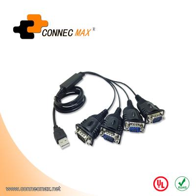 China USB DB9 To USB 2.0 Serial Cable RS232 To 4 Port DB9 Serial Port DB9 9 Pin Male Converter Adapter Cable for sale