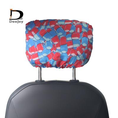 China Luxury Popular Customize Logo Pattern Satin Headrest Covers For Cars Decoration Bulk Sale Car Headrest Covers for sale