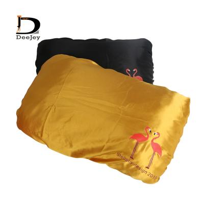 China Home Use Custom Silk Folded Travel Satin Printing Logo Smooth Cute Pillow Cover Case for sale