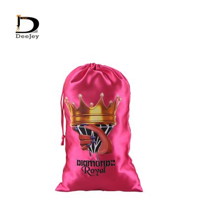 China Recyclable Brand Custom Fabric Bags For Wigs Packaging Bags With Satin Show Make Up Drawstring Bag for sale