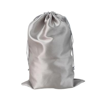 China Fashion Recyclable Customize Logo Satin Wig Package Bags For Hair Package Jewelry Shoes Satin Elastic Drawstring Bag for sale