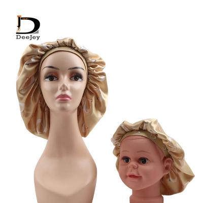 China Long Soft Smooth Feeling Hair Braid Cowl Mommy And Me Logo Printing Hair Cowl Sleep Hat For Women And Kids for sale