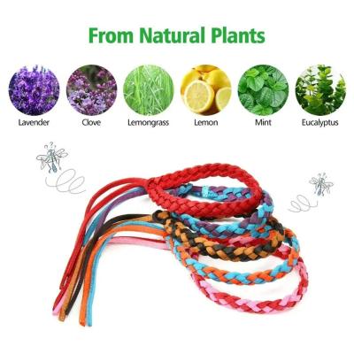 China Factory Custom Natural Free Colorful Woven Essential Oils Deet PU Leather Mosquito Repellent Bracelet for sale