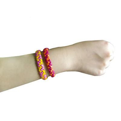 China Factory Custom Natural Free Colorful Woven Essential Oils Deet PU Leather Mosquito Repellent Bracelet for sale