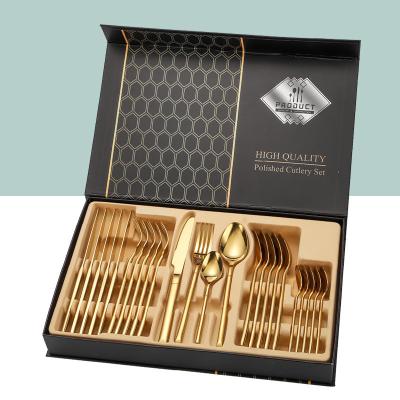 China Tableware 24 Sets Stainless Steel Viable High Quality Gift Box Set Multicolor Choice for sale