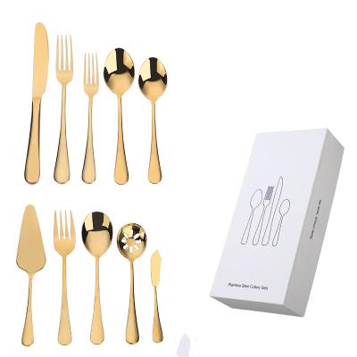 China Viable cutlery set with box 410 stainless steel gold flatware luxury hotel wedding wedding hot sale for sale