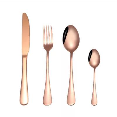 China Rose Gold Color SS304 Flatware Sets Dinner Spoons Forks and Knife Stainless Steel Cutlery Sets Viable for Wedding Restaurant Hotel for sale