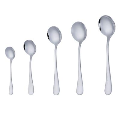 China High Quality Stainless Steel Cutlery SS304 Various Size Kids Stainless Steel Circular Spoons Viable Spoon For Soup Coffee Dinner for sale