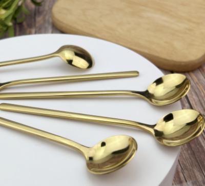 China 24,17,16cm SS410,304 Stainless Steel Spoon Viable Ice Cream Spoon Golden Cutlery for sale