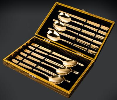 China Sustainable Royal Korean Stainless Steel Flatware , Korean Flatware With Titanium Coated Gold Plated for sale