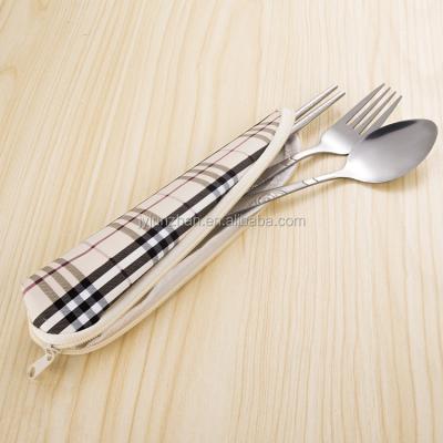 China Sustainable Travel Fork Spoon Chopstick 3pcs Cutlery Set in Cloth Bag for sale