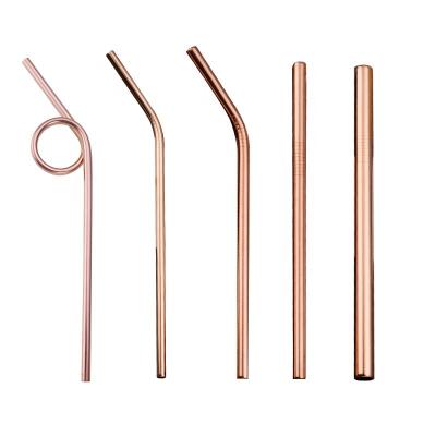 China Wholesale Custom Sustainable Logo Eco Cocktail Stainless Steel Drinking Straws Reusable Metal Straw with Brush and Bag for sale