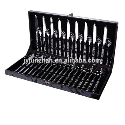 China Viable Unique Design 36pcs Cutlery With Wooden Box, Spoon Fork Knife Set With Low Price for sale