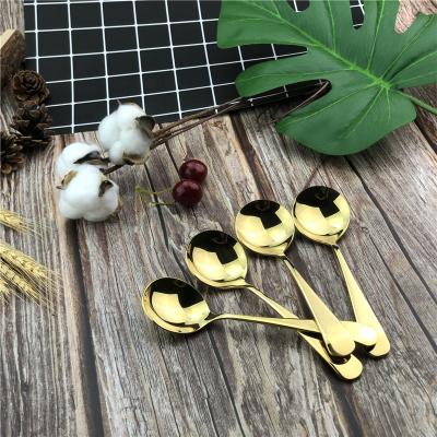 China Sustainable Popular Colorful 304 Stainless Steel Spoon Round Heard Mirror Polishing Dessert Spoon For Gift for sale