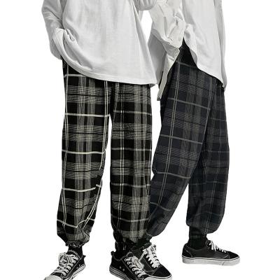 China 2022 New Fashion Plaid Cloth Anti-static Street Wear Men's Cargo Casual Pants Cargo Track Pants Mens Stacked Pants Men for sale