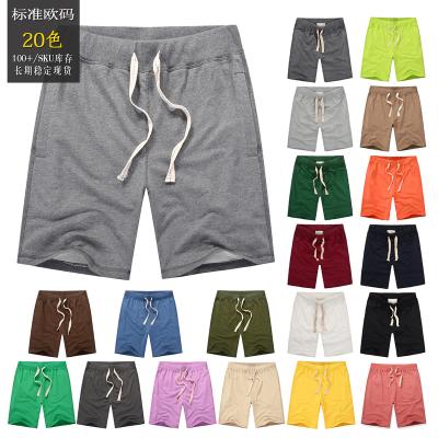 China 2022 Plus Size Anti-wrinkle Summer Clothing Pants Custom Logo Mens Shorts Pants Sports Solid Drawstring Cotton Fabric for sale